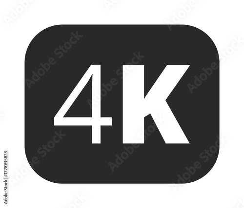 4k icon on black background signifying ultra high definition technology.