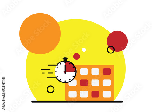 Timer Abstract with Calendar Fast Business Idea Colorful Background. Time management and coping with deadlines, urgent tasks vector art
