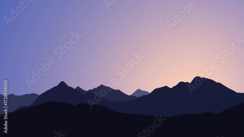 Silhouetted mountain range at dawn/dusk