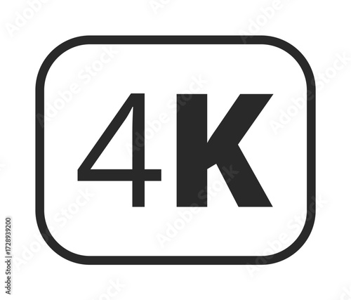4k digital display icon in minimalist black and white design.