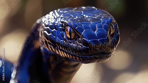 view of a snake in the forest decorated with sunlight