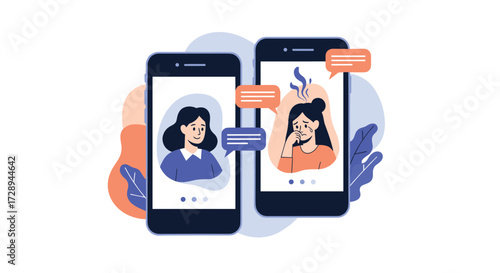 Communicating through smartphones with messaging apps for instant conversations and connection.