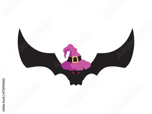 Bat and Witch Hat Illustration
