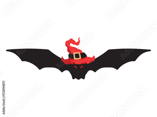 Bat and Witch Hat Illustration
