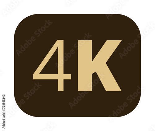 4k display icon in bold brown and beige colors.