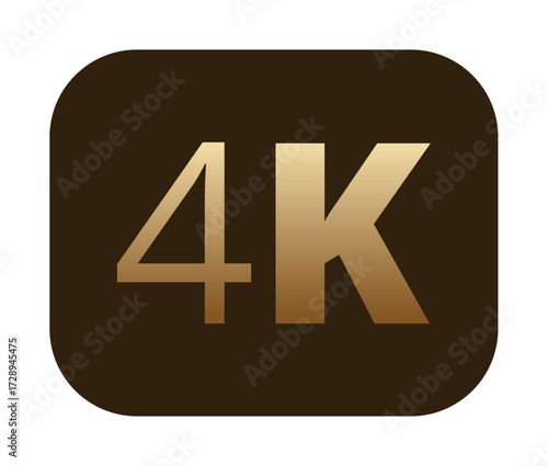 4k ultra high definition display icon in gold on brown background.