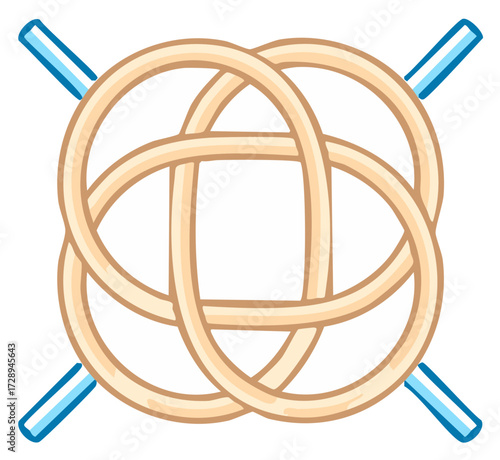 Interwoven braided Celtic knot illustration with oars symbol design element