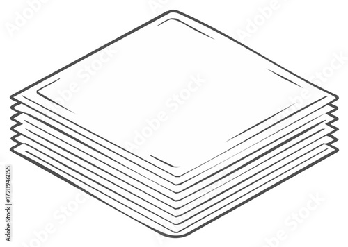 Stack of folded napkins or paper towels sketch illustration