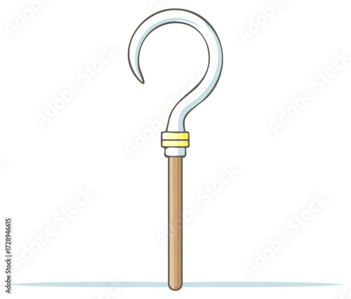 Shepherd's crook in the shape of a question mark cartoon illustration