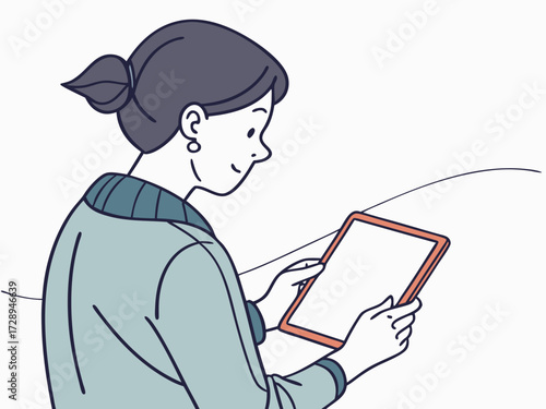 Mockup woman hand holding using smart tablet with white blank screen, mobile app, advertising, online marketing, banner, business, technology, people contact, empty space, copy space. High quality