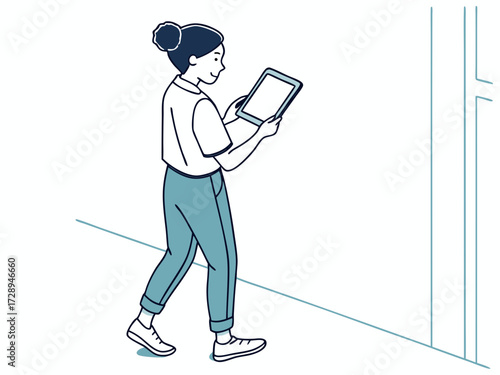 Mockup woman hand holding using smart tablet with white blank screen, mobile app, advertising, online marketing, banner, business, technology, people contact, empty space, copy space. High quality