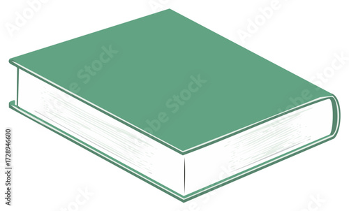 Closed green hardcover book vector illustration symbolizing education, knowledge, and wisdom.