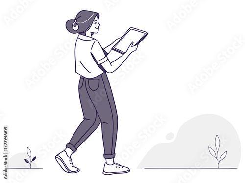 Mockup woman hand holding using smart tablet with white blank screen, mobile app, advertising, online marketing, banner, business, technology, people contact, empty space, copy space. High quality