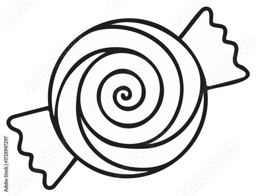 Black and white candy illustration on white background