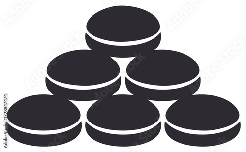 Stacked ice hockey pucks in a pyramid formation sports game competition