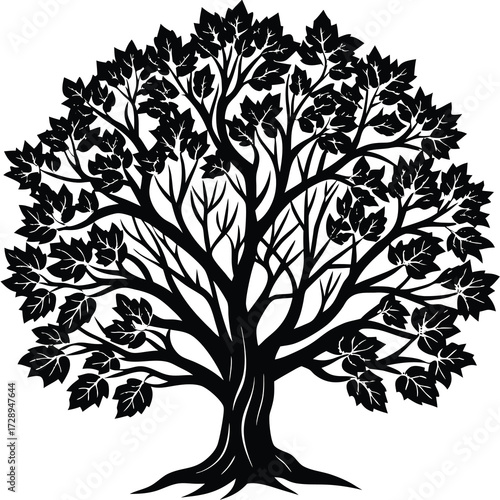 Black and white cluster of trees silhouette design for nature and forest themes