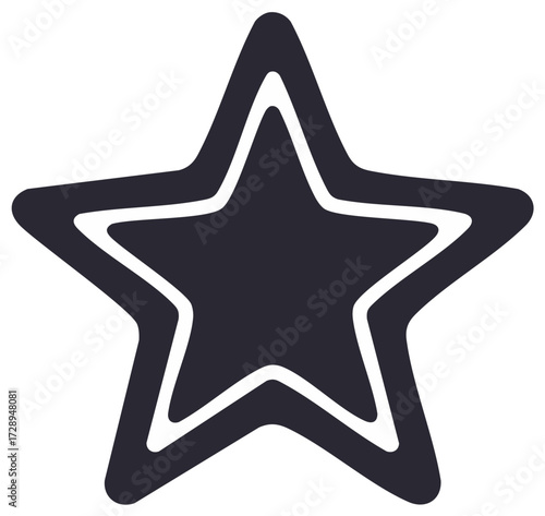 Bold Star Shape with White Outline Simple Icon Graphic Element Design