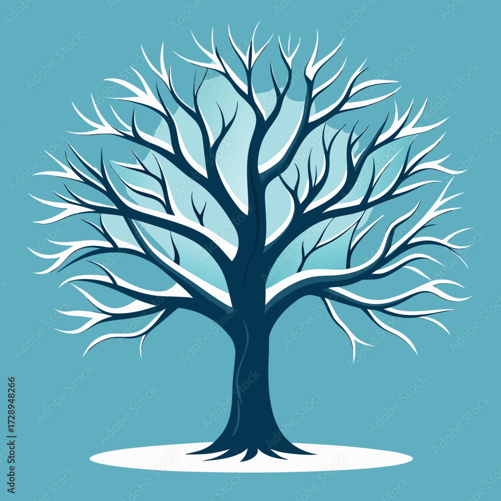 Obraz premium Stylized winter tree silhouette with bare branches and minimalist design