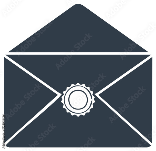 Sealed Envelope Icon with Seal, Flat Design, Communication Concept