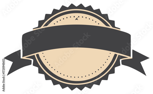 Retro Emblem Badge With Blank Ribbon Space for Text and Design