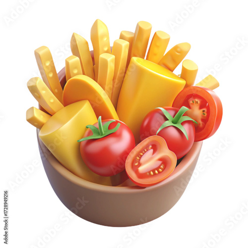 french fries and vegetables