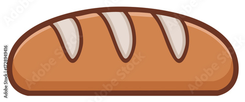 Loaf of Brown Bread Cartoon Illustration Food Item for Baking Products