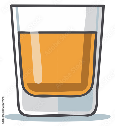 Illustration of a glass with a brown liquid.