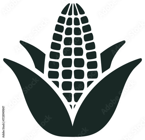 Simple Icon of Fresh Ripe Sweet Corn with Hulls Ready to Harvest