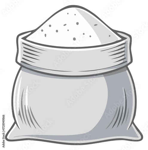 Cartoon illustration of a full sack of flour or sugar.