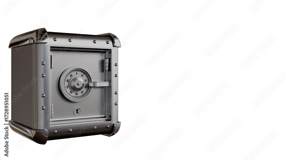 Fototapeta premium 3D Render of Metallic Safe with Combination Lock