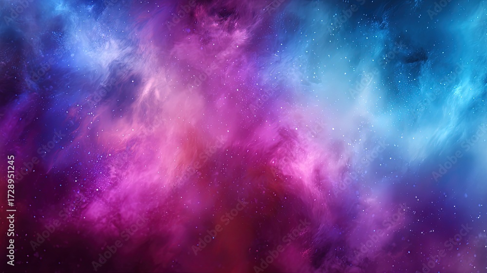 Fototapeta premium Colorful Pink Purple Blue Nebula With Stars