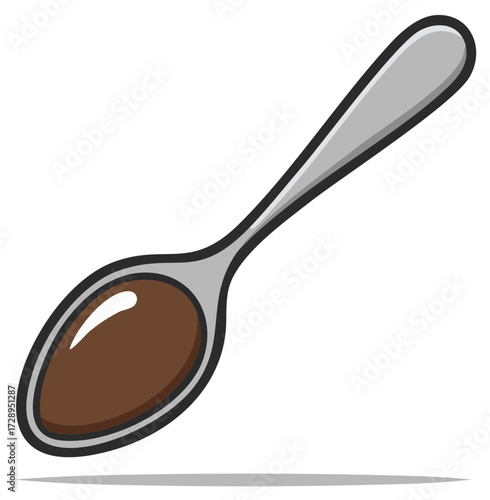 Cartoon spoon with brown liquid inside