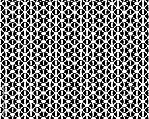 Seamless black and white geometric pattern with interconnected circles