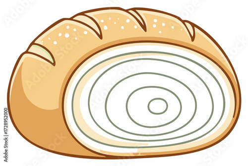 Hand drawn cartoon loaf of bread with layered filling