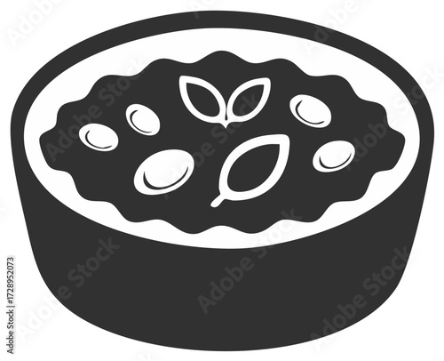 Bowl of Soup or Stew with Beans and Herbs Illustration in Flat Design