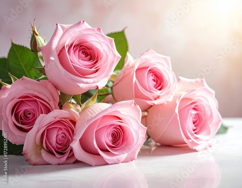 Pink Roses on White Surface