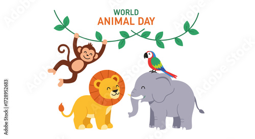 World Animal Day: Elephants, Monkeys, and Birds in Harmony