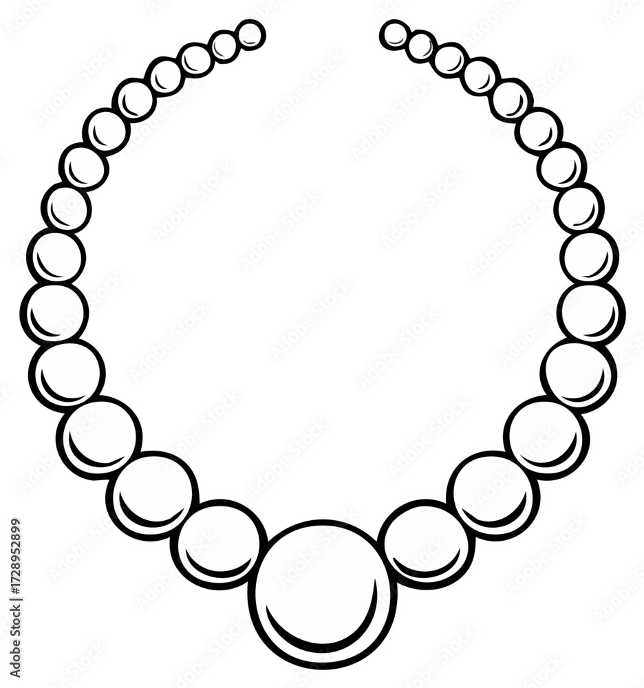 Obraz premium Elegant Pearl Bead Necklace Illustration Shining Beauty Accessory Design Element Simple Jewelry Fashion Adornment Stylish Sphere Shape Graphic