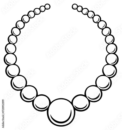 Elegant Pearl Bead Necklace Illustration Shining Beauty Accessory Design Element Simple Jewelry Fashion Adornment Stylish Sphere Shape Graphic