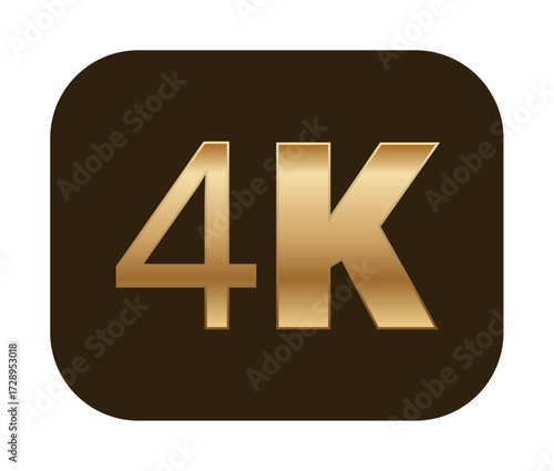 Elegant gold 4k symbol on dark background.