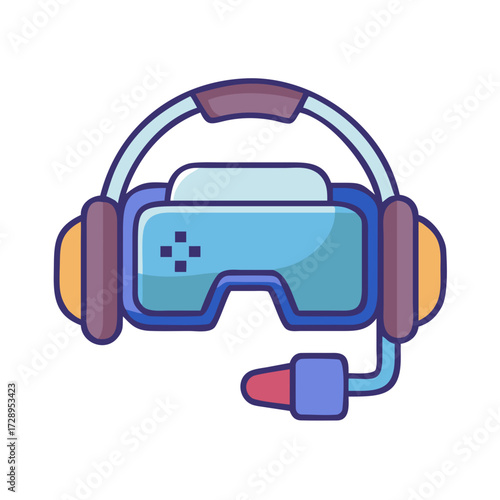 Immersive virtual reality headset with integrated headphones and microphone for gaming and entertainment experiences