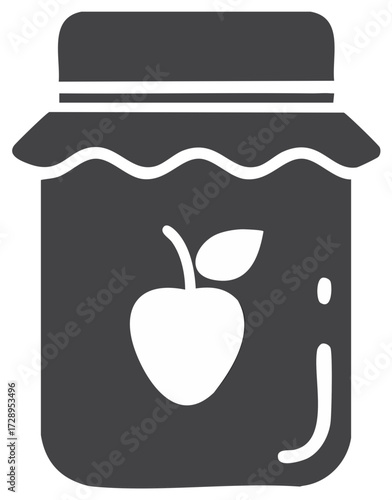 Apple Jam Jar Silhouette Vector Icon Homemade Preserves Graphic