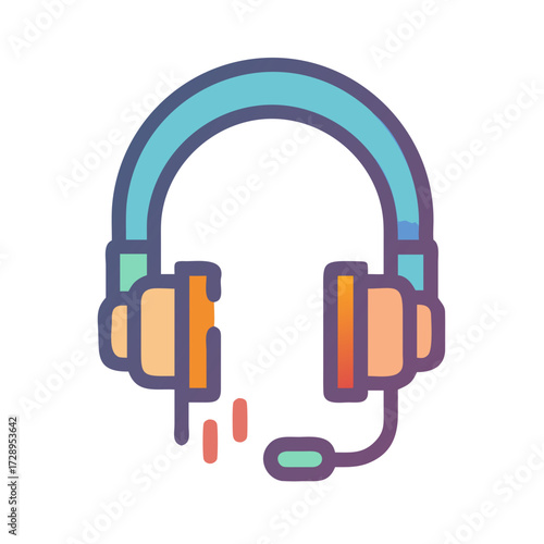 Vibrant headset with microphone icon symbolizing communication, support, and audio technology for modern businesses and creative projects