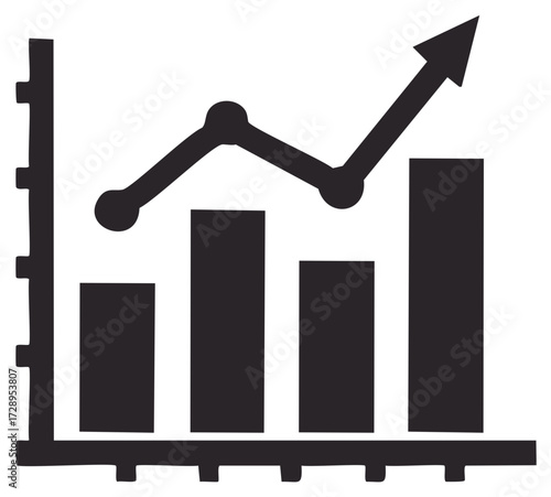 Illustrated Bar Graph Showing Rising Trends and Financial Growth Over Time