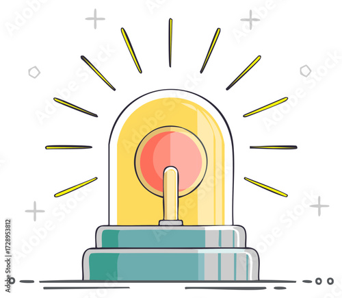 Emergency Warning Light Alert Beacon with Yellow Dome and Flash Icon