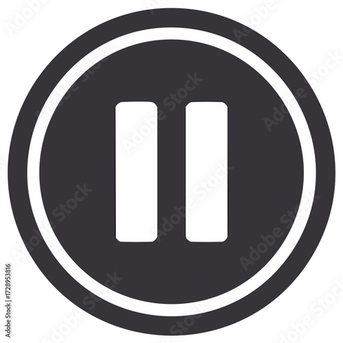 Digital pause button icon for multimedia playback and user interface control systems.