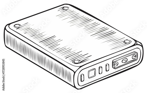 Hand Drawn Illustration of a Portable Power Bank Device