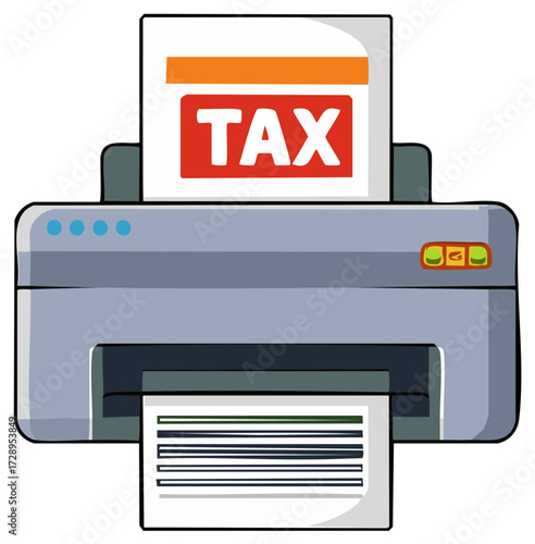 Tax document printing from a printer illustration