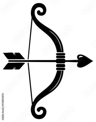 Black silhouette of a bow and arrow