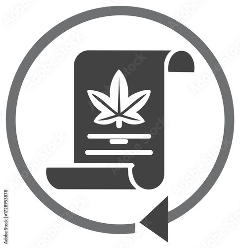 Leaf and Document Icon within Circle with Arrow Concept
